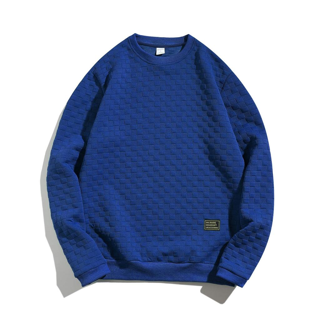 Осенне-зимняя мужская толстовка с капюшоном в тяжелую клетку, свободный повседневный свитер с круглым вырезом