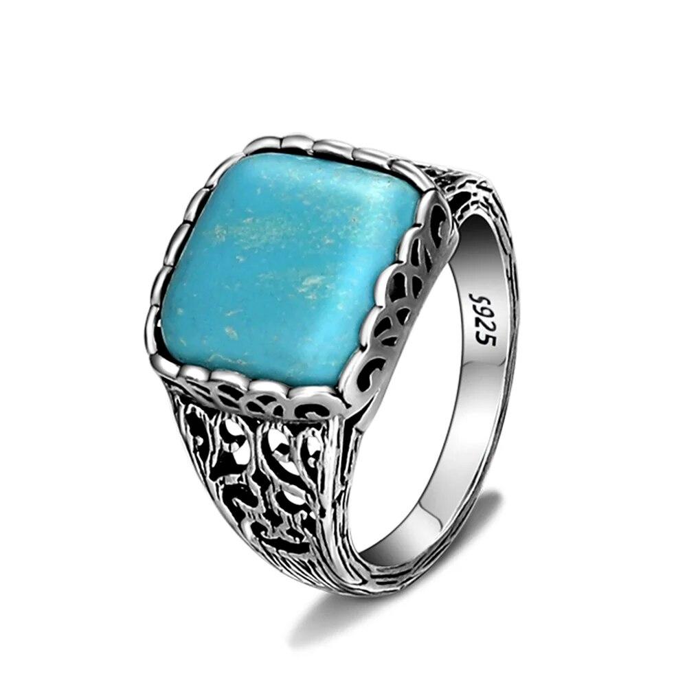 Серебряные кольца квадратные натуральные 12*12 мм бирюзовое кольцо на палец женские изысканные ювелирные изделия подарок простой модный стиль