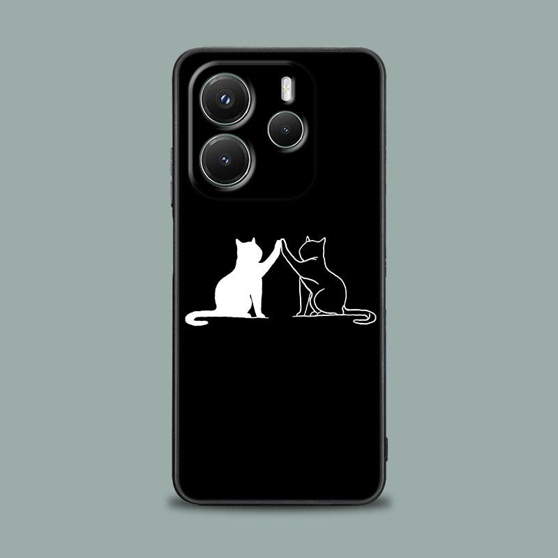 Чехол для телефона для Xiaomi Redmi 15C 14C 12C 13C Redmi Note 15 14 13 12 11 10 Pro Plus 5G 12S Силиконовая крышка Забавный Милый Кот Линейный Рисунок