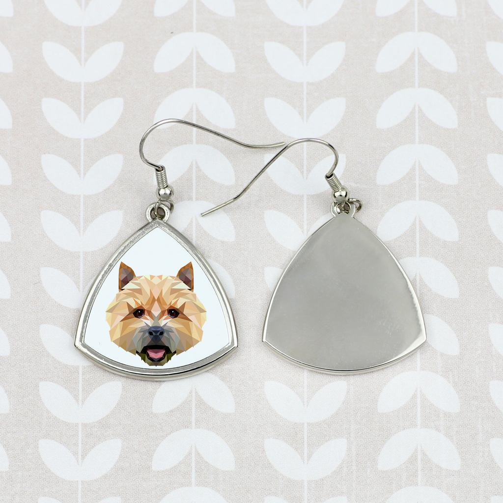 Norwich Terrier -Kolczyki Ze Zdjęciem I Napisem Geometryczne Pies Art-Dog
