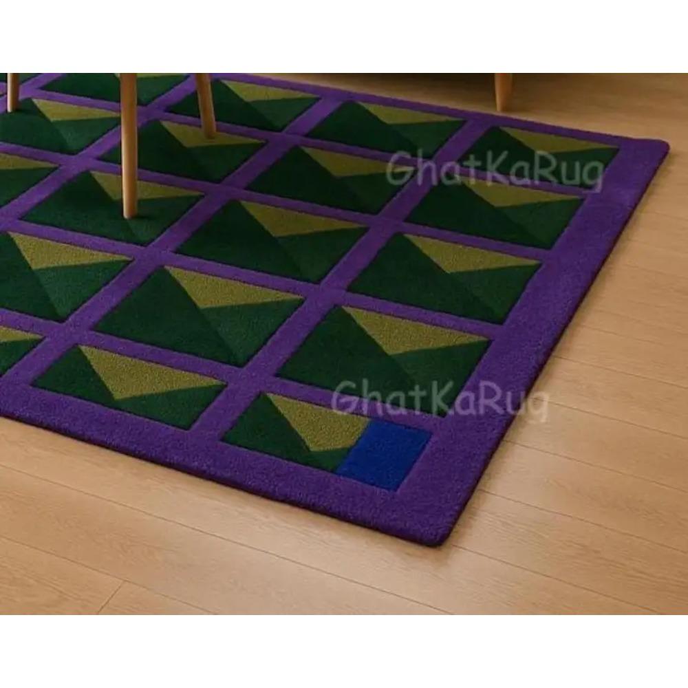 Modern Geometric Purple And Green Purple Green Abstract Living Room Carpet Bold Designer Rug