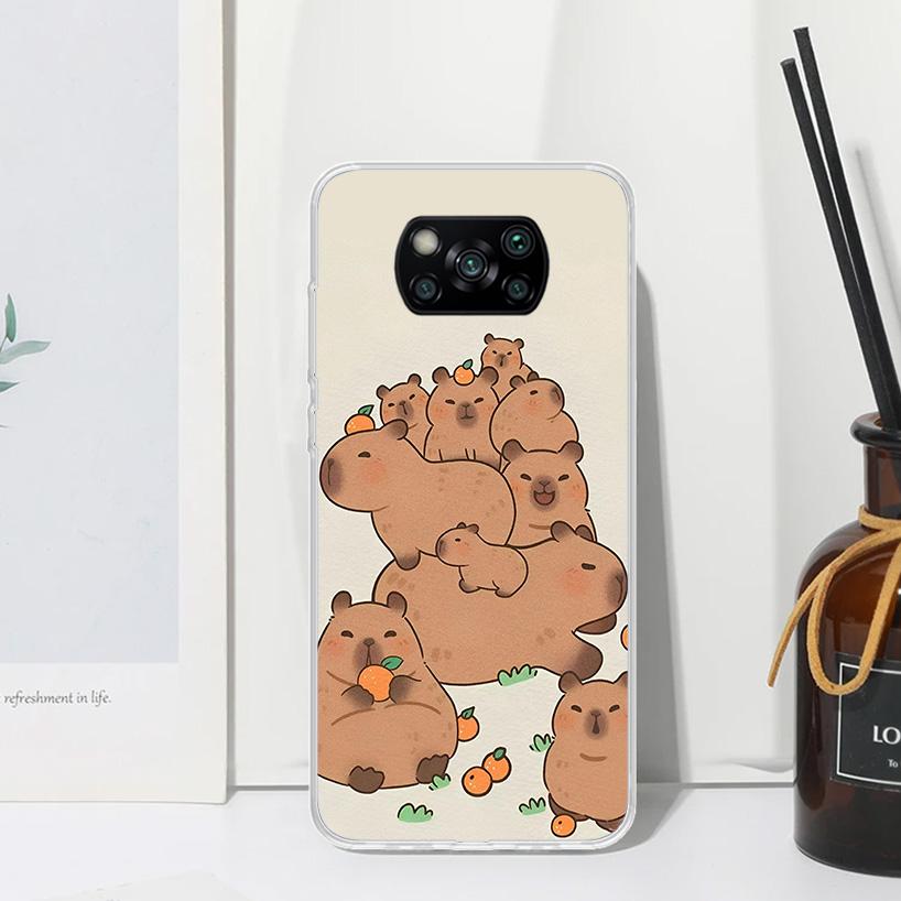 Funny Capybara Cartoon Animal Phone Case For Xiaomi Poco X7 X6 X5 M7 M8 Pro F7 Ultra Redmi 15C 15 13C 13 12C 12 10 10C 10A Art F