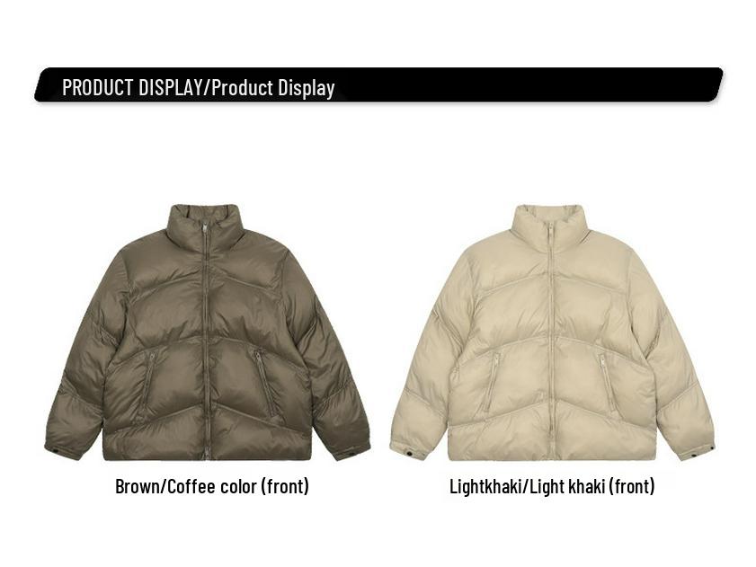 Американская минималистичная металлическая лого-куртка на пуху с хлопком, воротником-стойкой и молнией