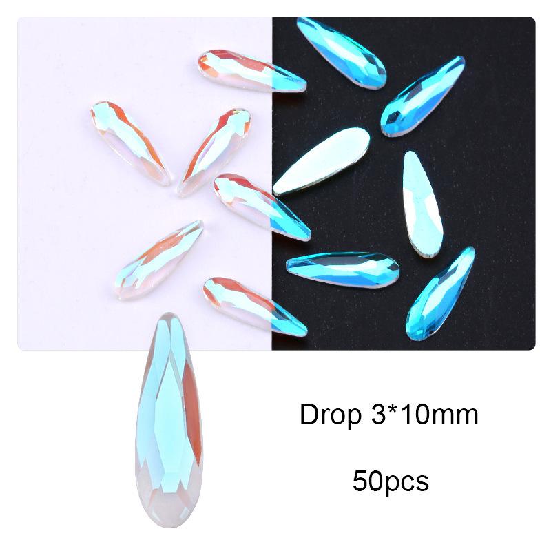 Гальваническое покрытие Aurora Ab Nail Art Diamond Xiaohongshu Warm Elf Internet Celebrity Flat Bottom Special-Shaped Diamond