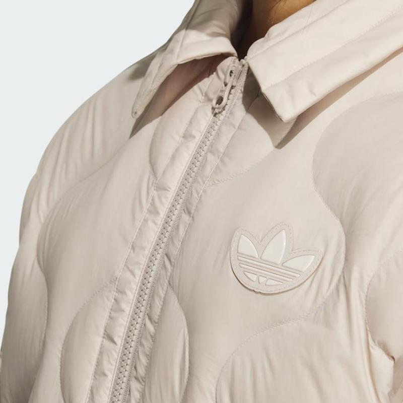 adidas Оригинальная короткая куртка-пуховик 600 Fill Solid Logo Loose Down Jacket Women Jacket Off-White IK2800