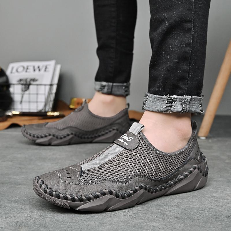 Дышащая повседневная обувь ручной работы, мужские лоферы, удобная обувь для вождения, мокасины, мужская обувь на плоской подошве