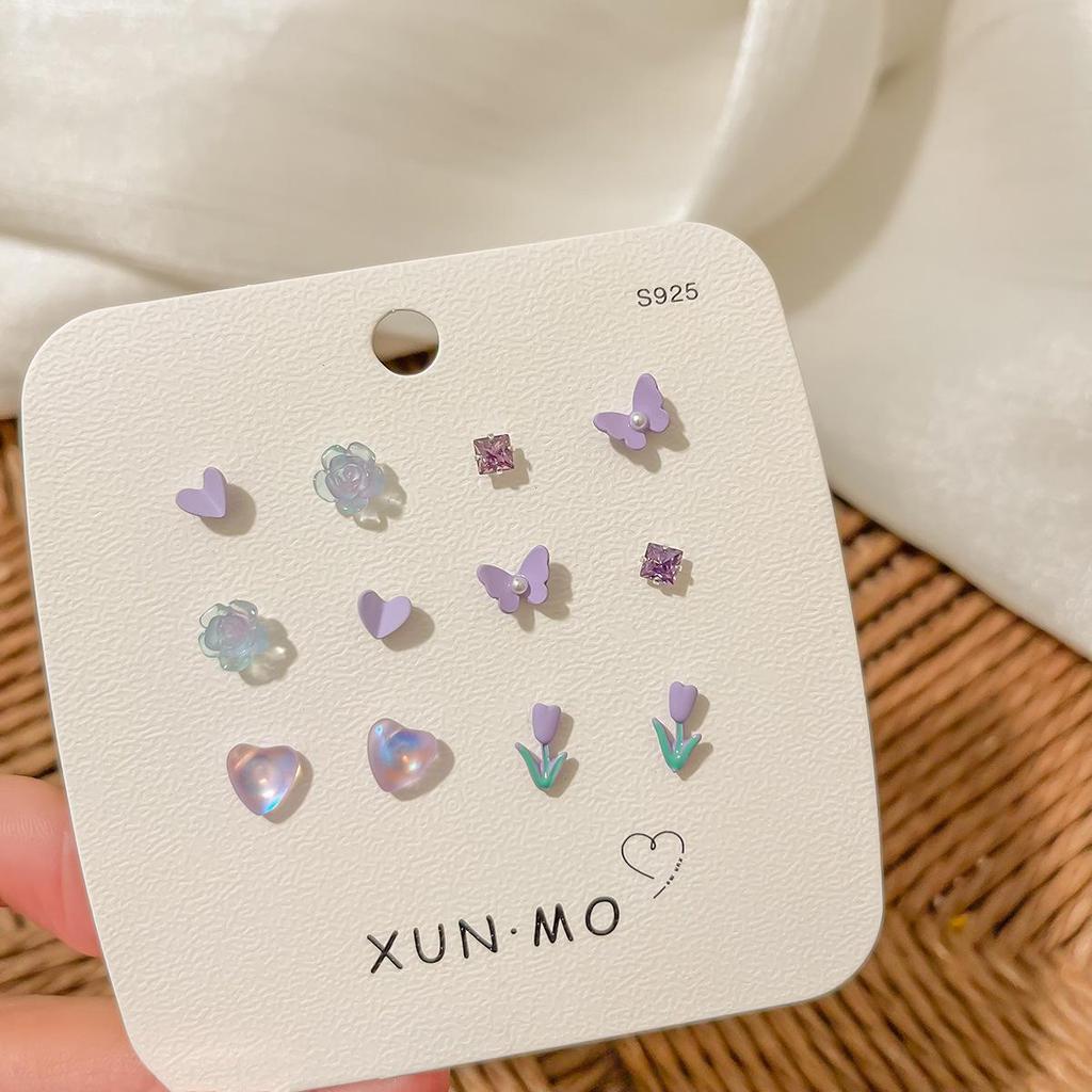 Летний комплект из серебряных сережек-игл: Милые, свежие, универсальные ушные косточки и гвоздики