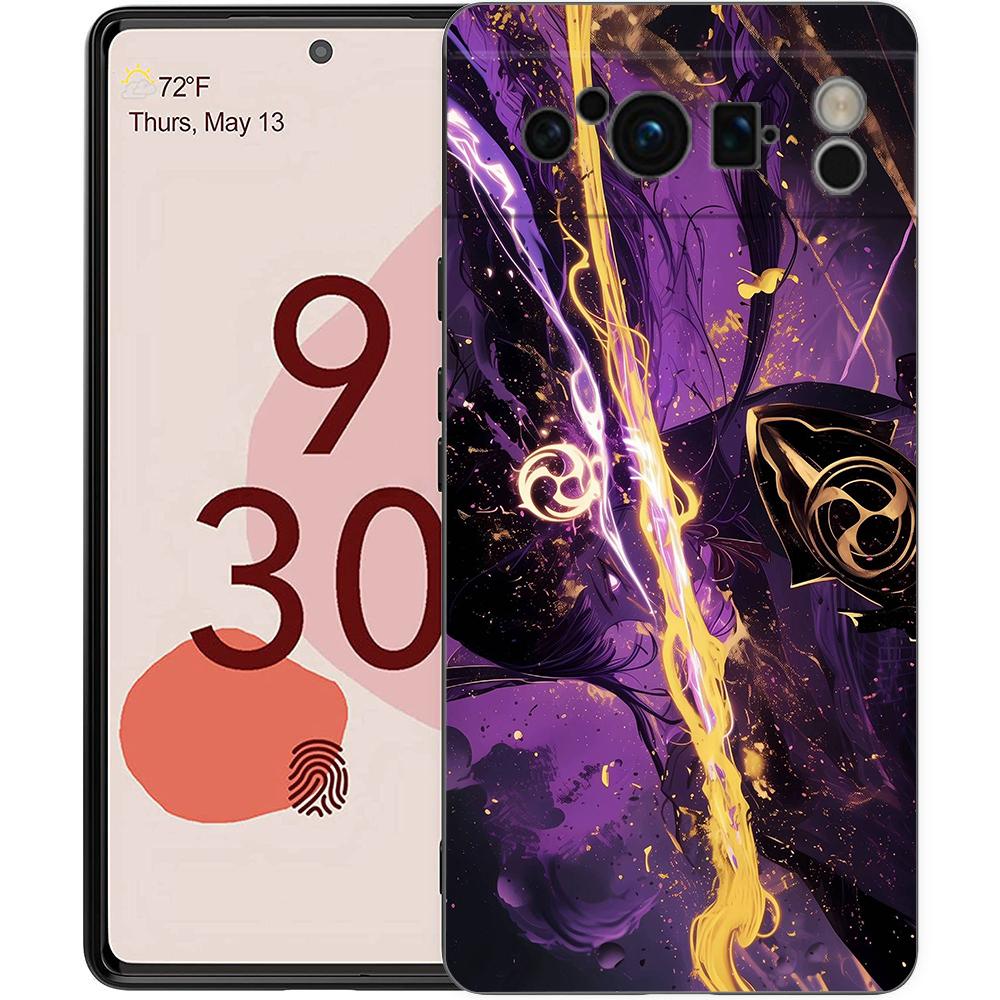 Luxury Phone Case For Google Pixel 10 9 8 9A 8A 7 7A 6 Pro XL 6A 5G Black Soft Back TPU Cover Raiden Shogun Genshin Impact