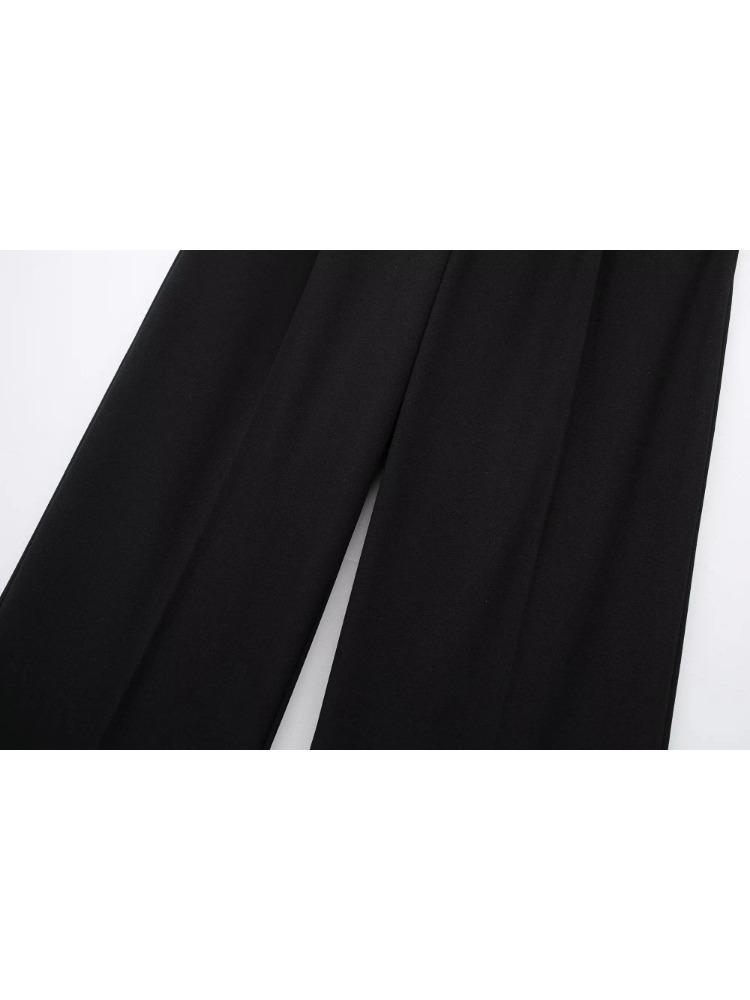 Однотонные женские черные брюки с высокой талией, однотонные широкие брюки с эластичной резинкой на талии, женские модные повседневные свободные брюки на шнуровке, уличная одежда