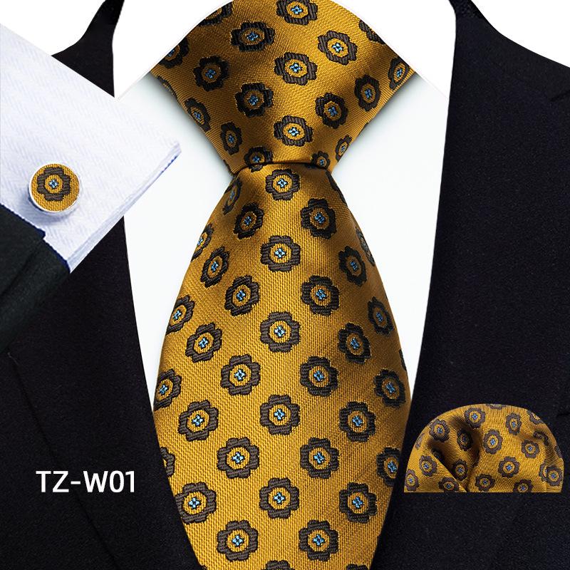 Мужской галстук с цветочным, полосатым и пейсли узором, набор с нагрудным платком и запонками - издание 2025