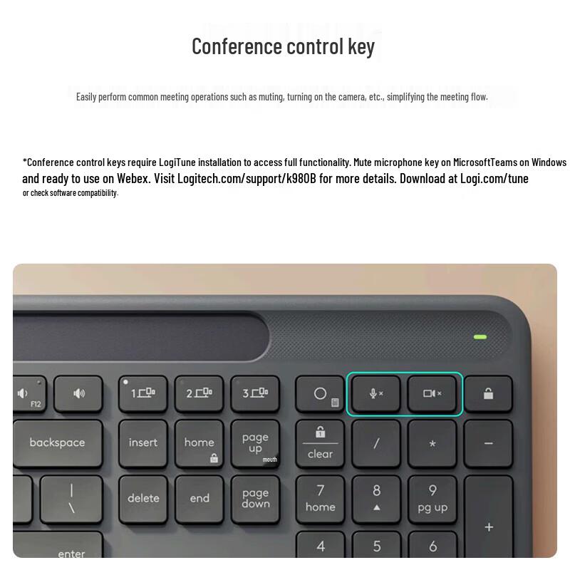 Logitech Signature Slim Solar+K980 Wireless Office Keyboard