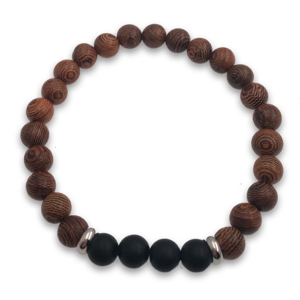 Les Trésors De Lily [R2149] - Designer Bracelet 'Minéralia' Onyx - Cassia Wood - 8 Mm
