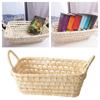 Beige Storage Basket Corn Husk Rectangle Square Sundries Organizer Box Candy Snacks Tea Room Display Basket Home Shop Hotel