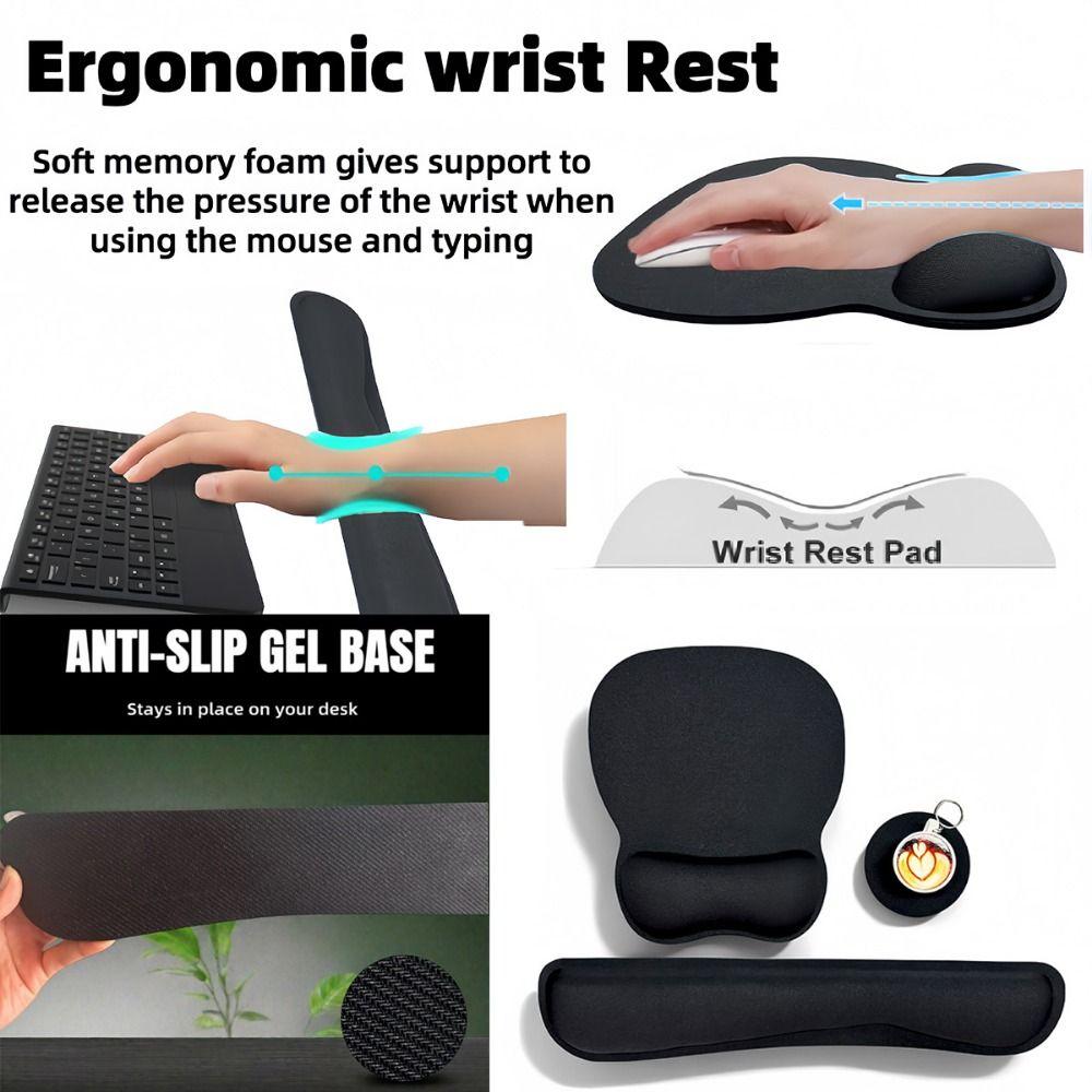 3Pcs Comfortable Mouse Wrist Support Pad Non-Slip Base Wristband Mouse Mat Desktop Accessories