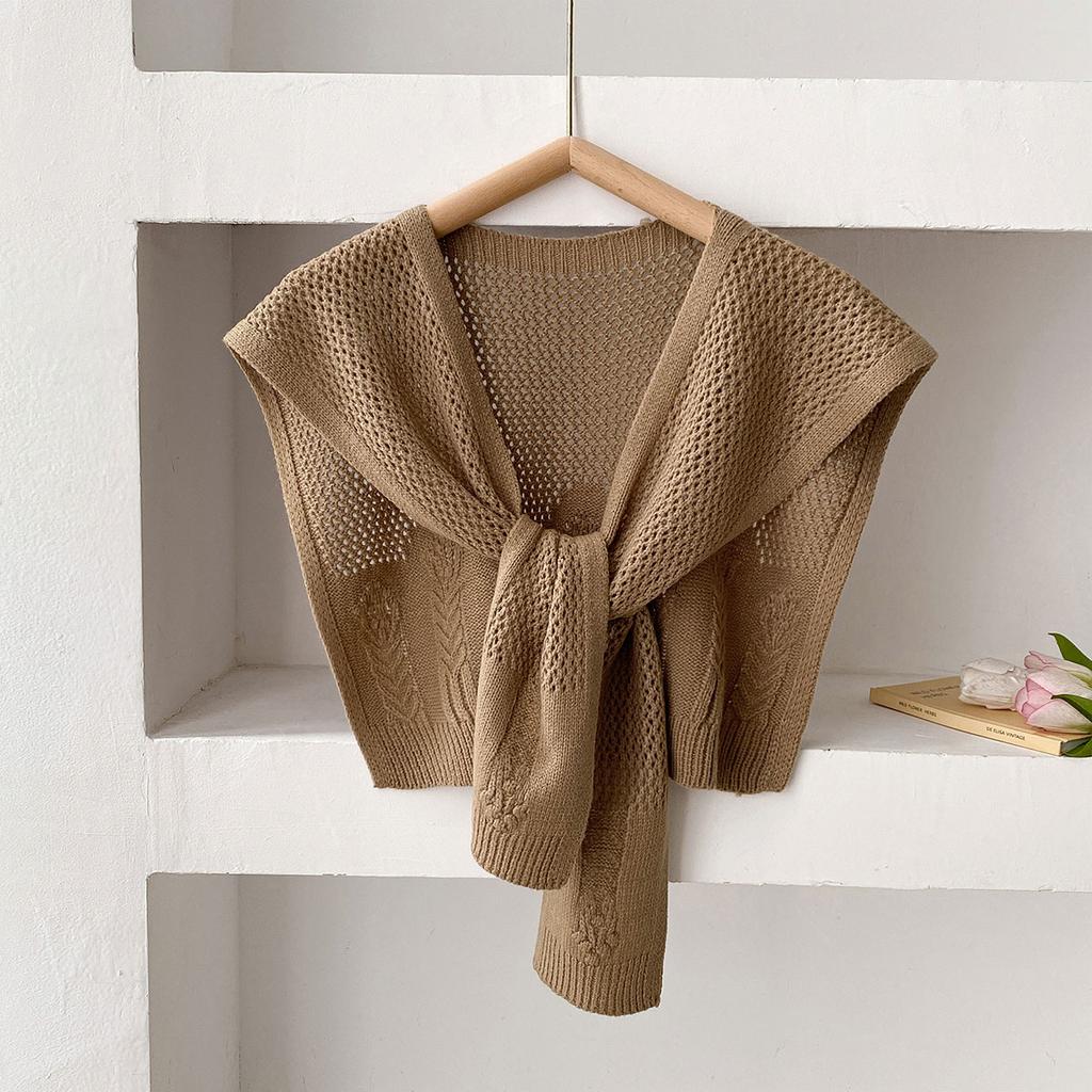 Solid Color Knitted Shawl Scarf Women High-End Capes With Shirts Fashion Thin Neck Protectors For Spring And Autumn