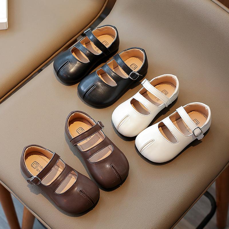 Korean Style Princess Casual Shoes Spring Autumn Soft Hook & Loop Girls Flats Boys Simple Kids Shoes 2024 New Simple Solid Color