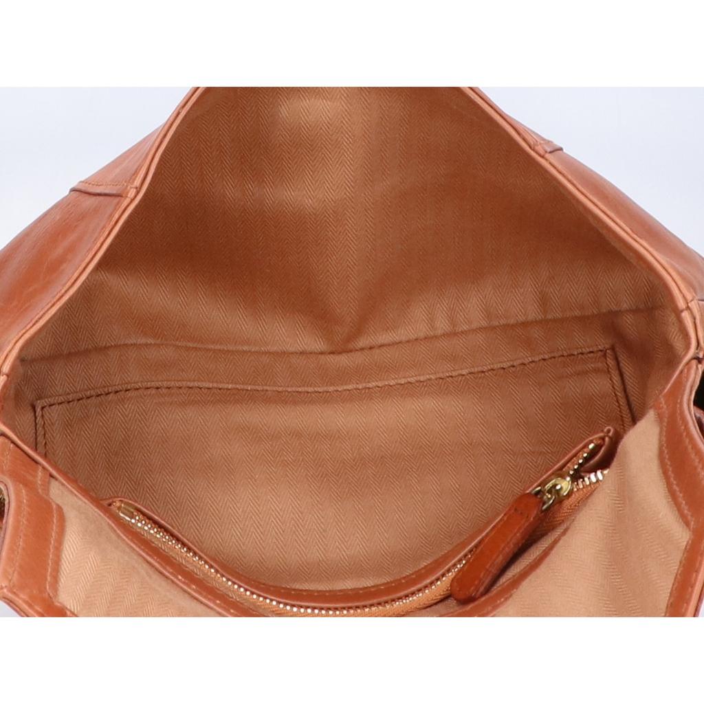 Genten Leather Flap Shoulder Bag BrownUsed