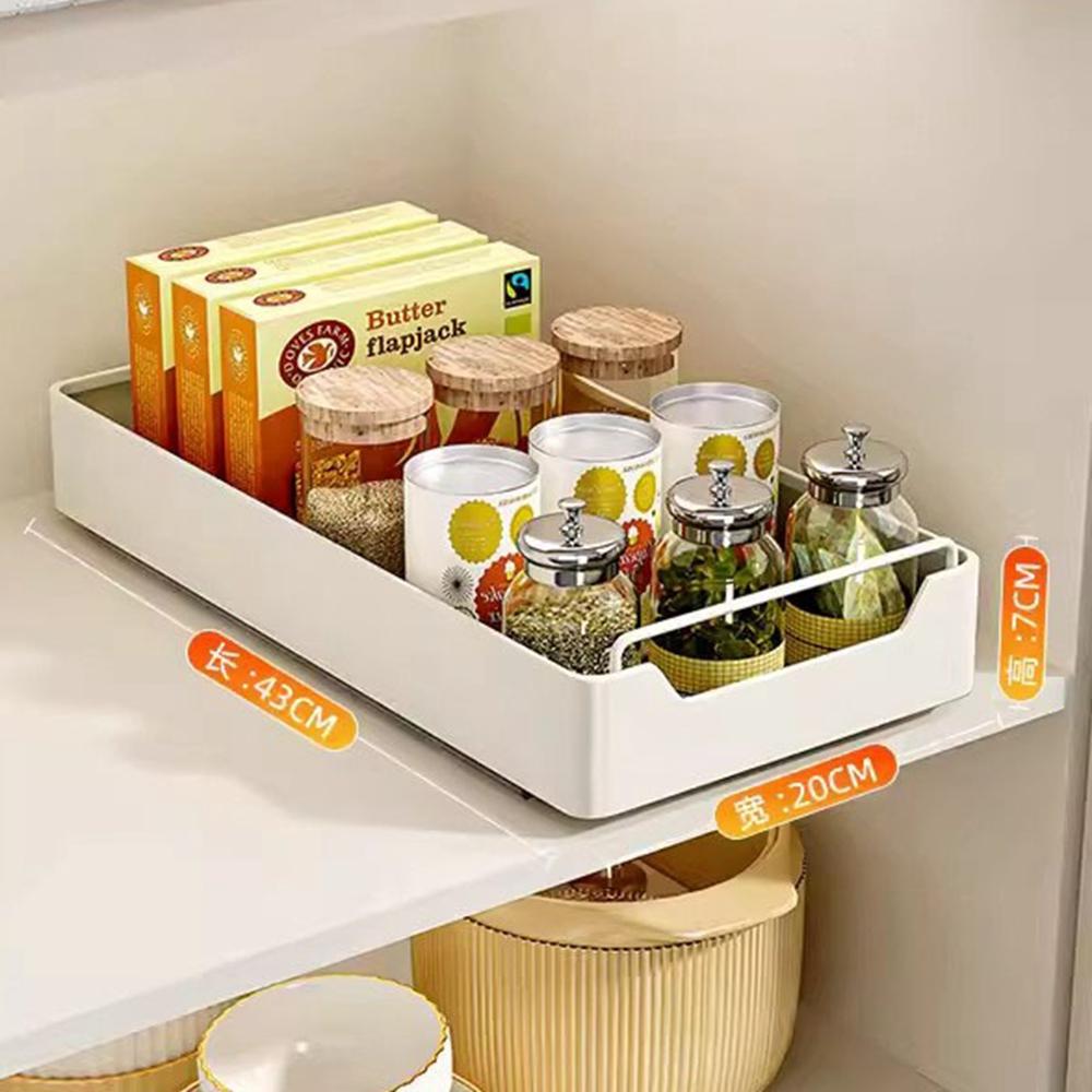 Kitchen Storage Box With Sliding Rail Pull Out Cabinet Storage Rack Spice Pantry Shelves Drawer Kitchen Organizer Basket