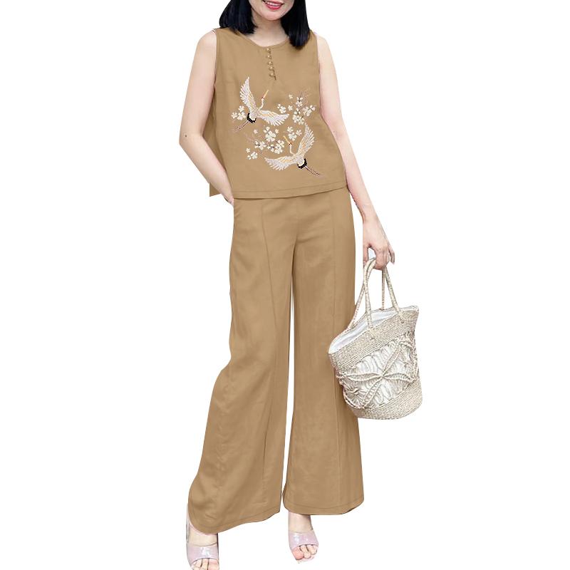 ZANZEA Женские топы и брюки с принтом, повседневные комплекты из двух частей