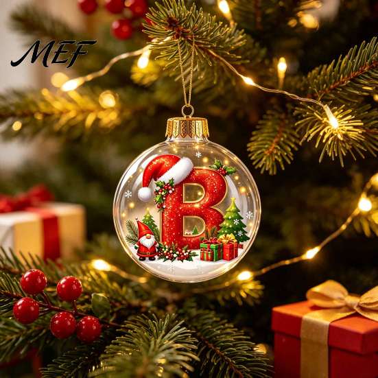 Winter Holiday Party Supplies 26?Letter Acrylic Christmas Ball Ornament, 3D Crystal Style Alphabet Xmas Wall Hanging Ornaments Pendant, Tree