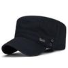 Men's Outdoor Casual Flat-topped Cap with Air Holes Metal Square Label Sunshade Breathability and Adjustable Baseball Cap