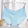 Women's Ice Silk Seamless Mid-Waist Panties - Breathable, Sexy Triangle Design