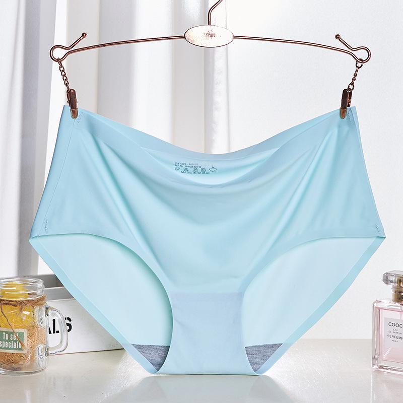 Women's Ice Silk Seamless Mid-Waist Panties - Breathable, Sexy Triangle Design