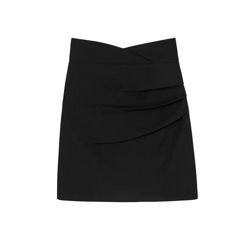 Женская юбка А-силуэта с завышенной талией и складками, весна-лето 2024 г. — облегающий крой, корейский стиль
