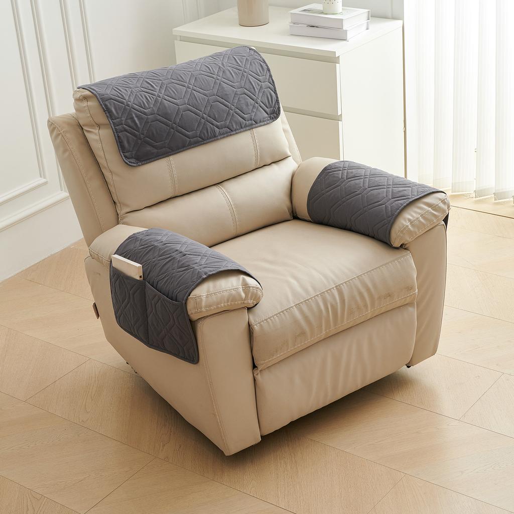 Sofa Armrest Towel Set 3 Pieces With Storage Pocket For Couch Chair Cushion Headrest And Armrest Cover Comfortable Soft Fabric Home Decor