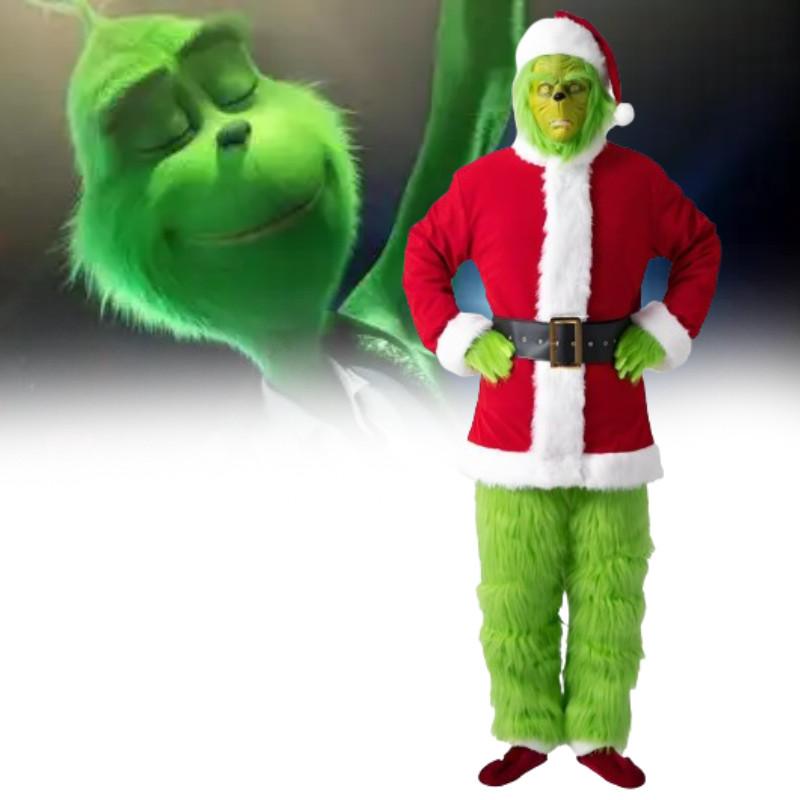 Костюм Гринча Рождественский Косплей Наряд Для Взрослых Праздничная Вечеринка