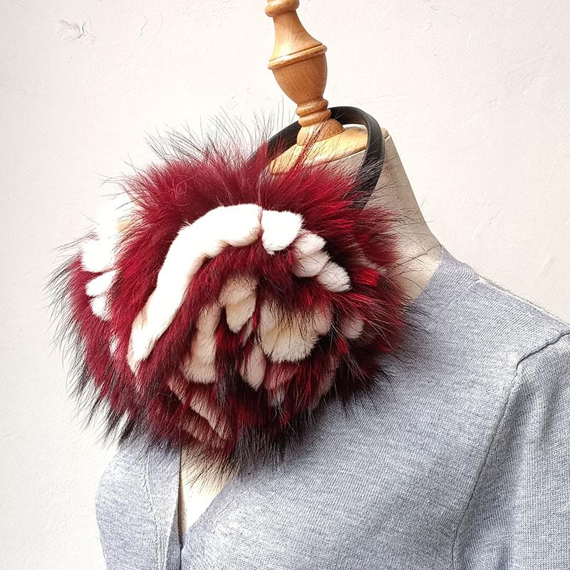 Women Winter Natural Fur Earmuff Warm Female Genuine Raccoon Fur Ear Cover With Sheep Leather Headbands Fur Earcap