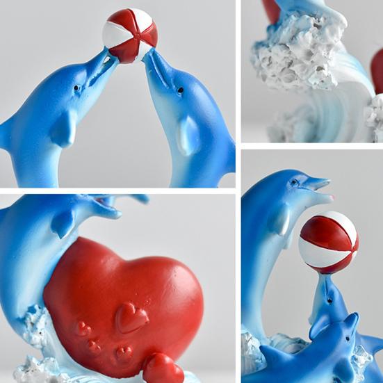 Фигурка дельфина, коллекционная настольная статуэтка дельфина из смолы, украшение в виде дельфина в форме сердца, подарок на День святого Валентина для женщин, жен, девушек