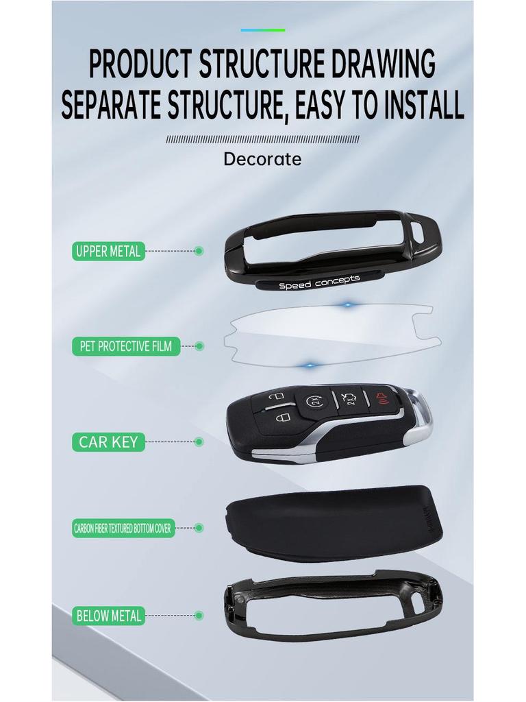 Ford Mustang, Taurus, Explorer, MKZ, Lincoln MKC, MKX Key Case: Metal Shell Key Holder