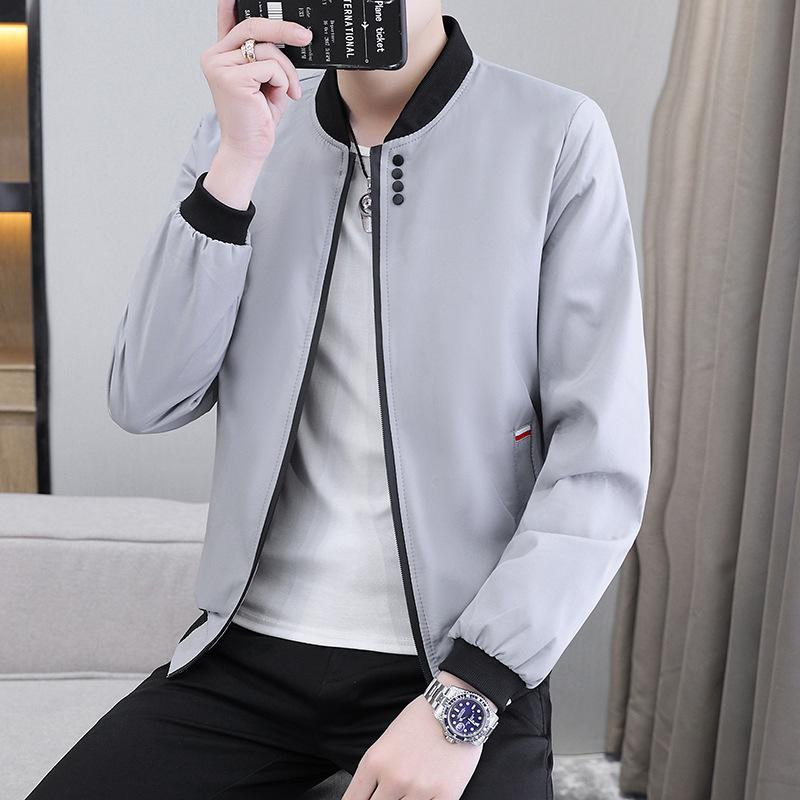 Jacket Men's Spring and Autumn New Work Jacket Men's Solid Color Loose Trendy Baseball Uniform Men's Casual Sports Jacket