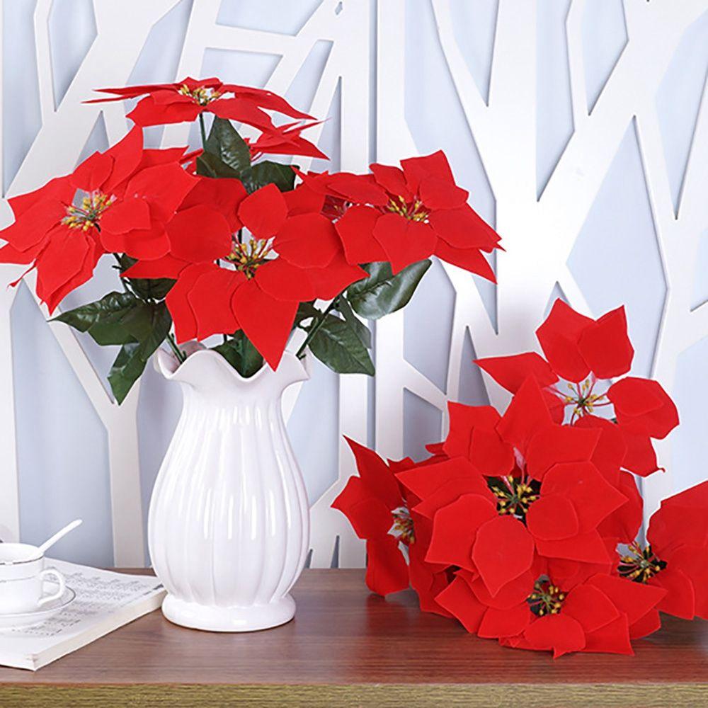 supplies Poinsettia Bushes Christmas Decoration Simulation bouquet Xmas Decor Christmas Bouquets