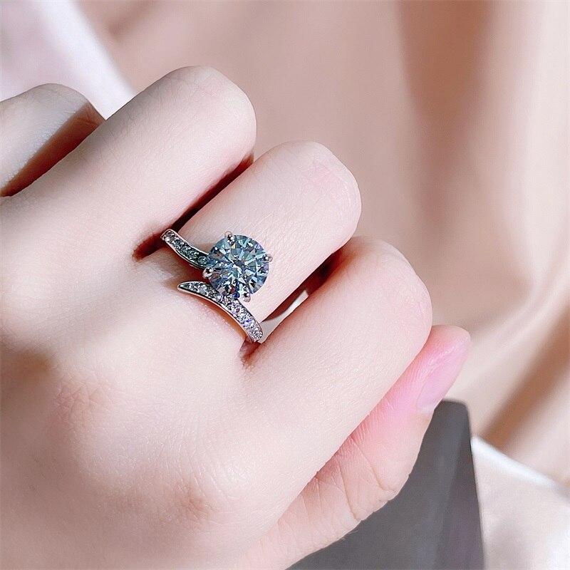 BELLA BOX Классическое женское кольцо с круглым цирконом, регулирующее женское серебряное ювелирное изделие, подарок