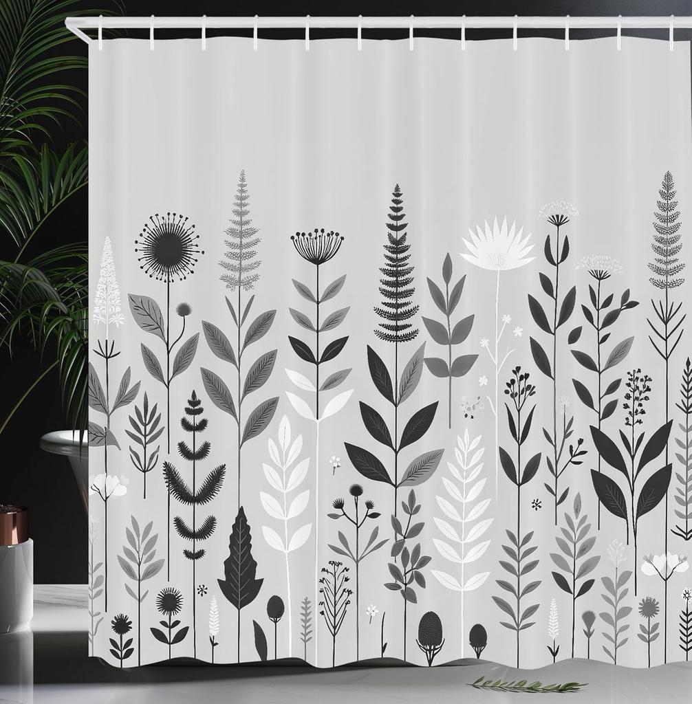 Черно-белая шторка для душа туманные высокие деревья лесной массив природный ландшафт ткань украшение для ванной шторка для душа с крючком