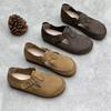 Fashion Cowhide Retro Nostalgia Handmade Belt Buckle Flat Women's Shoes Soft Healthy Anti-odor