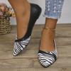 2024 Fashion New Woman Zebra-stripe Shallow Pointed Toe Flats for Women's Walking Designer Casual Flat Shoes Zapatos De Mujer