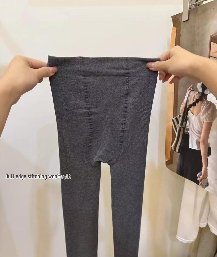 Хлопковые леггинсы в вертикальную полоску - Японские Muji 200D Утягивающие Теплогенерирующие В рубчик Микро-компрессионные Колготки для женщин, устойчивые к пиллингу