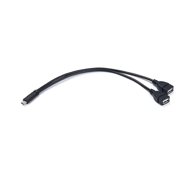 Кабель-переходник Type C на двойной USB, 30 см, штекер/гнездо на гнездо, кабель для зарядки, поддерживает 15 Вт для мобильных устройств