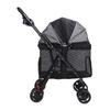 Pet Stroller One Click Folding Cat Stroller 4 Wheels Dog Wagon with Sun Shades and Cup Holder for Travel Black