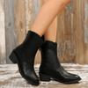 Осенние туфли на каблуке для женщин, модные зимние женские ботинки в стиле вестерн с острым носком и толстым каблуком, большие размеры, ботинки до середины голени с застежкой-молнией сзади