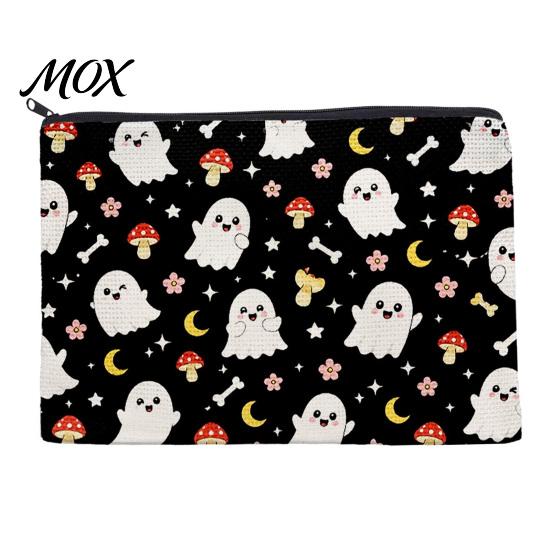 Cartoon Style Storage Case Cosmetic Bag, Halloween Pattern Print Makeup Canvas Travel Toiletry Bag Zipper Pouch, for Change Data Cable High