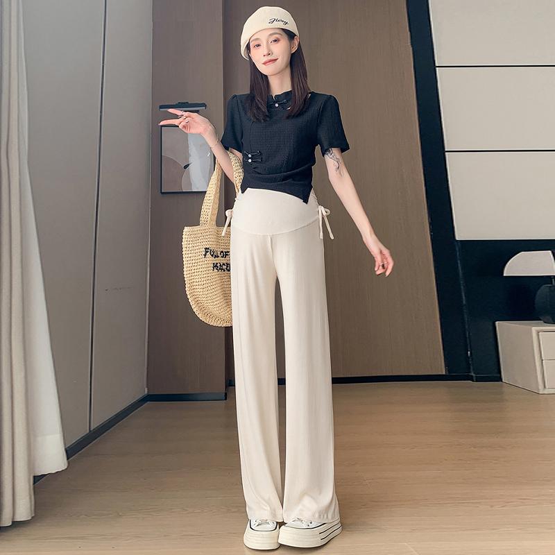 Pregnant Women Wear Wide-Leg Pants With Drawstrings For Early Pregnancy Spring And Summer Casual Pants