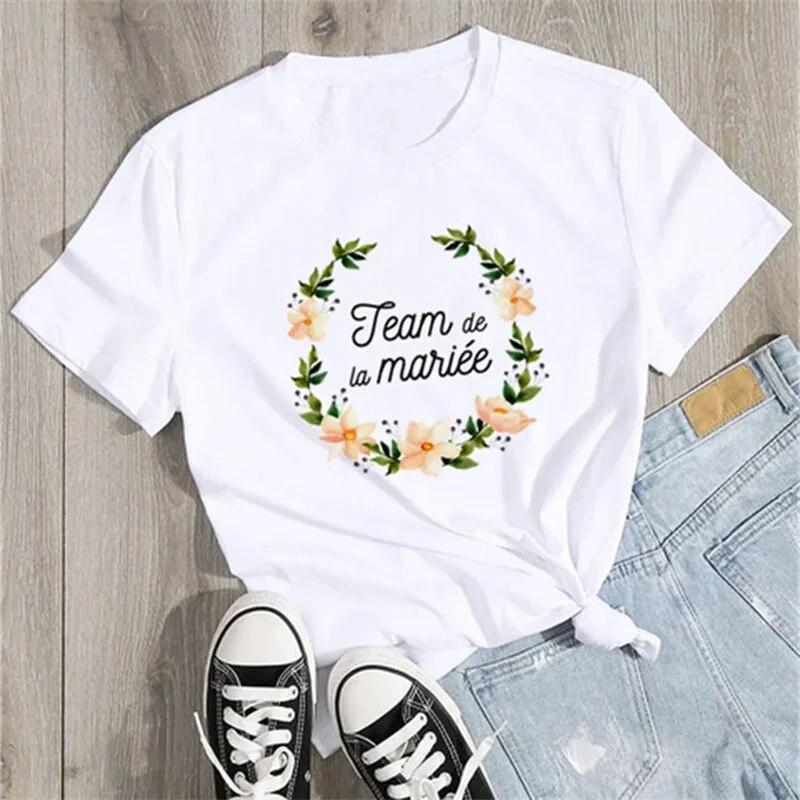 Team Bride Women Tshirts EVJF To Be Squad La Mariee Hen Party Bachelorette France Girl Wedding FeUnisex Tops Tees