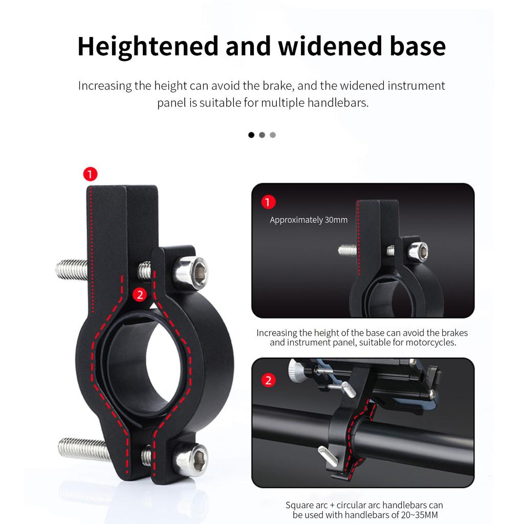 TOSUOD Bike Phone Holder Aluminum Alloy Adjustable 360 Rotation Bicycle Motorcycle Phone Mount Five Claws Mechanical Telescopic Cycling Accessories