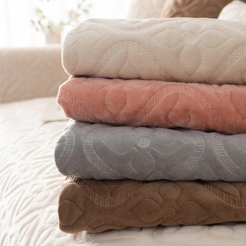 Autumn Winter Embroidered Plush Couch Cushion Solid Color Sofa Cover Modern Simple Thickened Non-Slip Sofa Cushion Pillowcase