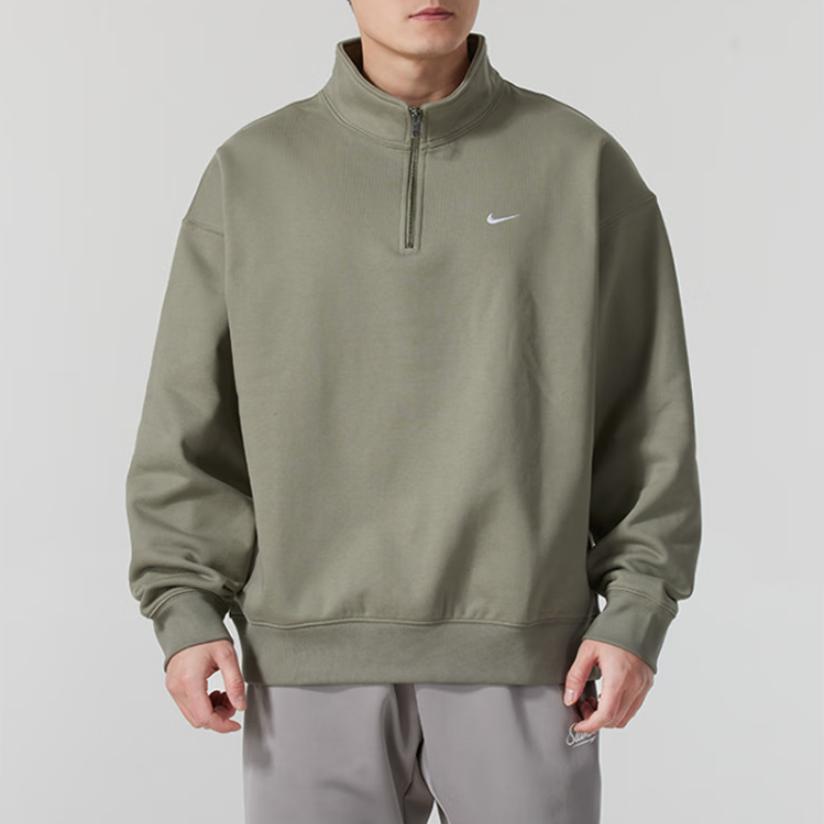 Nike Теплая повседневная спортивная толстовка с длинным рукавом и застежкой-молнией на флисовой подкладке, мужская зеленая толстовка DQ5209-320