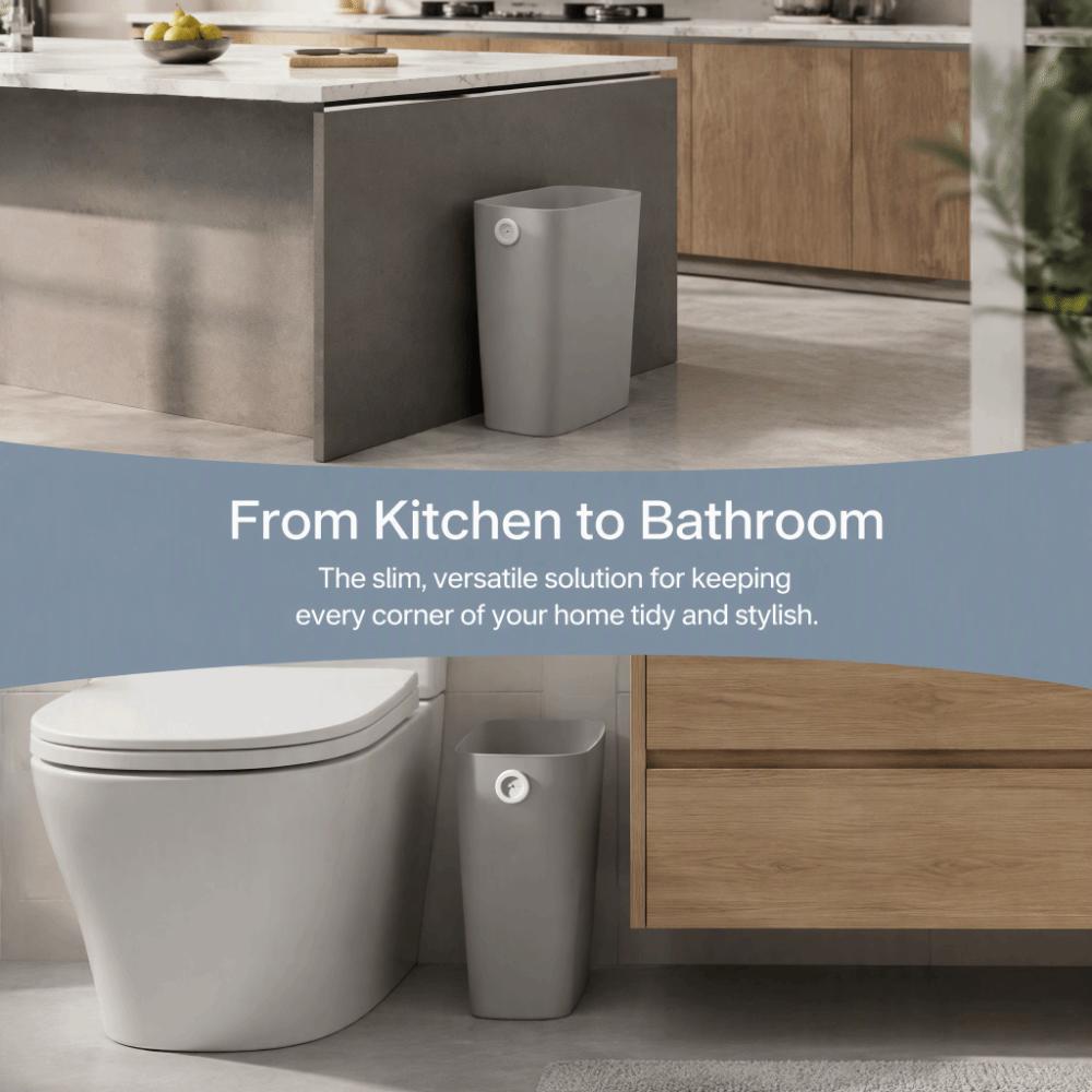 2pcs Warm Grey Small Trash Can Slim Design Indoor Waste Basket Mini Garbage Bin Bathroom